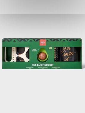 Tea Business Set with two mugs and an avocado tea infuser